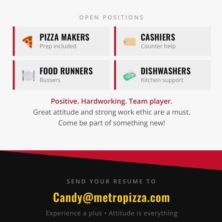 Hiring for all positions.