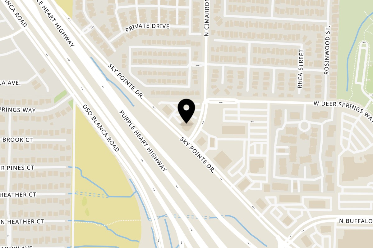 Map showing the location of Metro Pizza Northwest on 6720 Sky Pointe Dr in Las Vegas